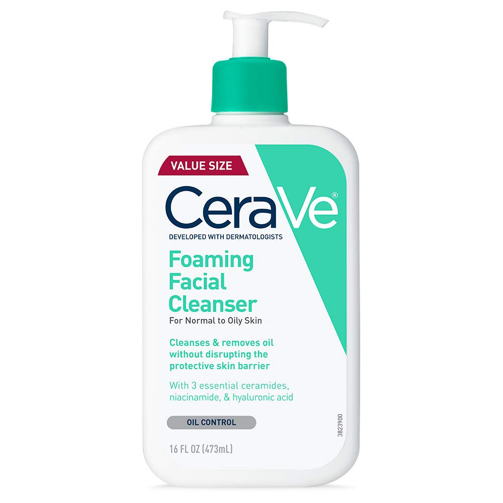 Foaming Facial Cleanser, Daily Face Wash for Oily Skin, Hyaluronic Acid + Ceramides + Niacinamide, Fragrance Free, Non-Drying Oil Control Face Wash, 16 Fluid Ounces
